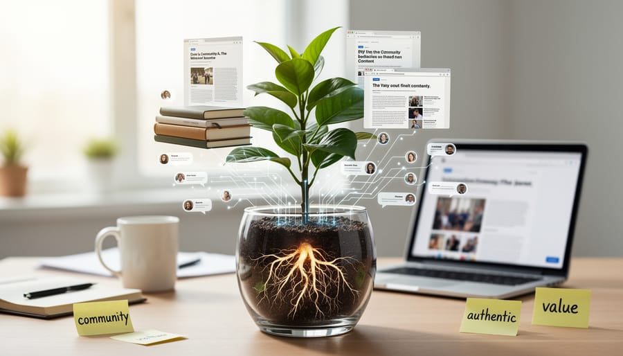 Cross-section view of healthy plant roots growing through nutrient-rich soil