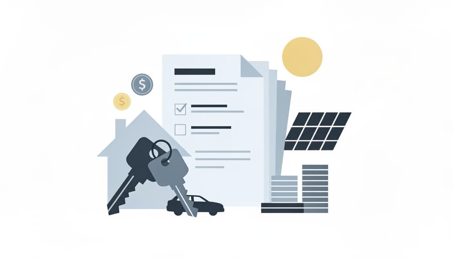 Keys and blank paperwork on a kitchen table symbolizing financing planning for solar
